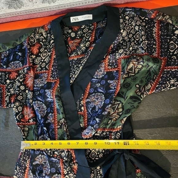 ZARA Multicolor Printed Wrap Effect Dress With Bow Size S - Picture 4 of 13